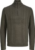 Jack & Jones Trui Jprblusean Knit Cable Half Zip Sn 12283487 Black Olive Mannen Maat - S
