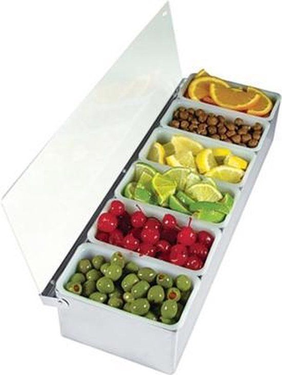 Bar Professional ingrediëntenbak Tools 44 x 13.5 cm - 6-vaks Metaal