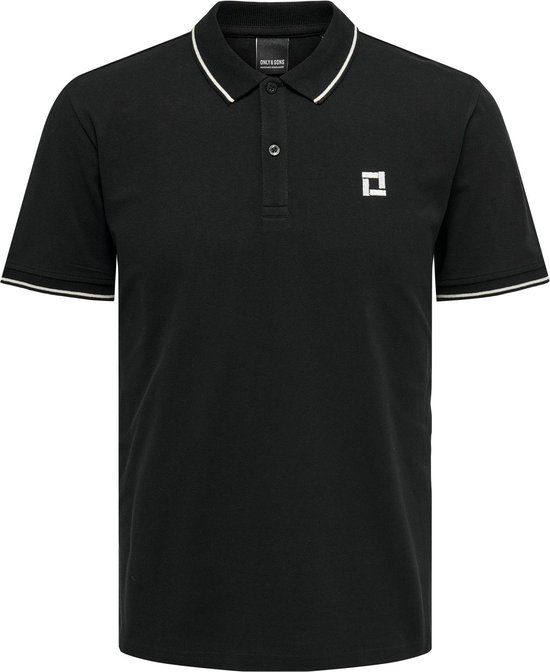 ONLY & SONS ONSFLETCHER LIFE SLIM SS POLO - Black/White Contrast Detail - Men's XL