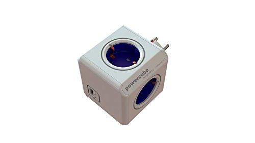 Allocacoc PowerCube Original USB - Meervoudige stekkerdoos - 4 stopcontacten - 1 USB - Wit/Blauw