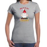 Bellatio Decorations fout kersttrui t-shirt dames - Kado Gnoom - grijs - Kerst kabouter S