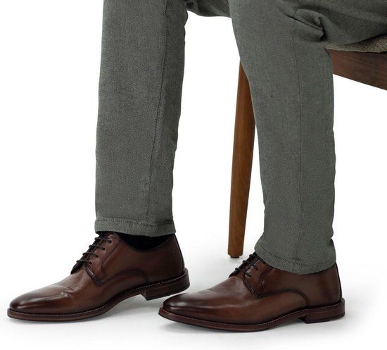 Manfield Heren Bruine Leren Veterschoenen Maat 40