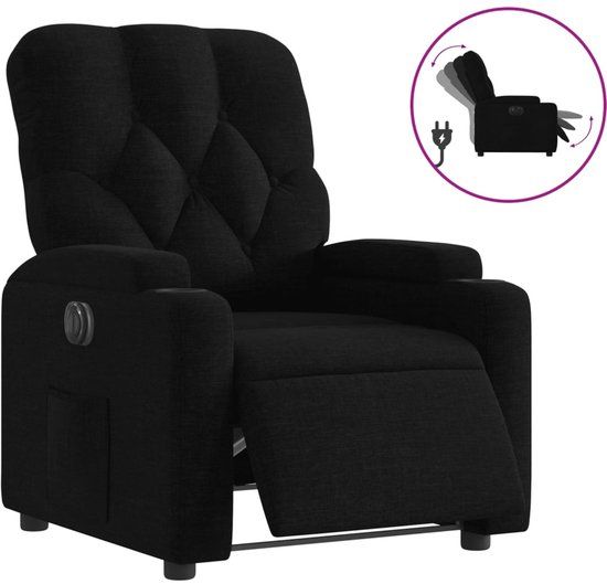 vidaXL Fauteuil verstelbaar elektrisch stof zwart