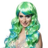 Boland 85742 - Pruik voor volwassenen Aqua, lang kunsthaar, kapsel, zeemeermin, waternimf, groen-turkoois, kostuum, carnaval, themafeest