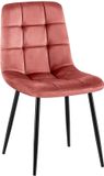 CLP Antibes Eetkamerstoel - Zonder armleuning - Velvet - Fluweel/roze