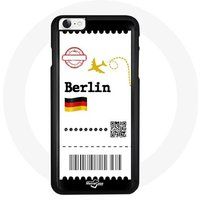Maniacase Hoesje voor iPhone 8 instapkaart Berlijn Duits vliegtuig voet oost galerij rood zwart geel Dortmunt code