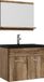 Badplaats Badkamermeubel Montreal Set 02 60 x 35 cm – Bruin Eiken – Hangend Meubel met Zwarte Wastafel en Spiegel