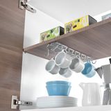 Metaltex Uitschuifbaar Mokkenrek - Keukengereihouder voor Kopjes en Spatels - Ophangbaar onder Kastplank - Inclusief Bevestigingsschroeven - 13x28x5 cm