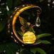 Solaire lampe de jardin, thème féerique, lampe lune avec globe en verre craquelé, LED, étanche