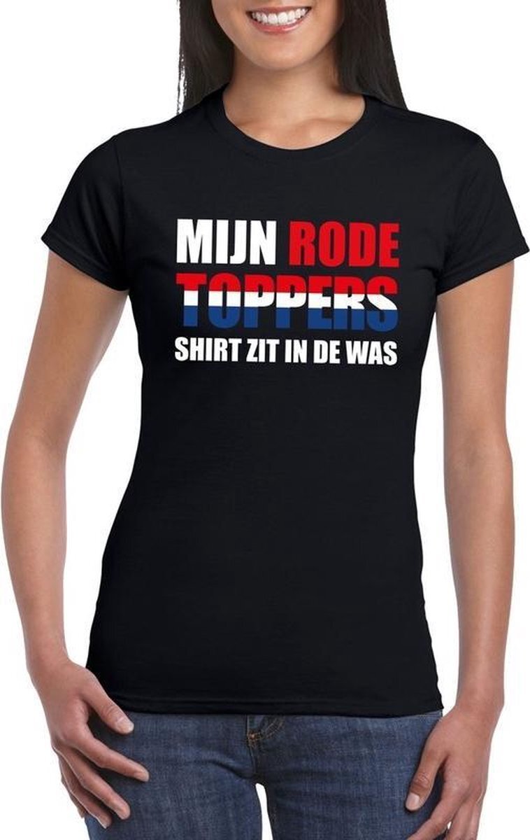 Bellatio Decorations Mijn rode Toppers shirt zit in de was t-shirt zwart dames XL