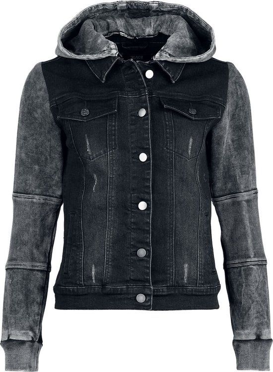 Black Premium by EMP Zwart/grijze hoodie met knoopjes - Dames - XXL