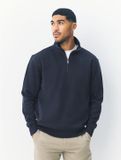 Next Heren Sweatshirt van jersey met hoog katoengehalte en kwartrits - Navy Blue