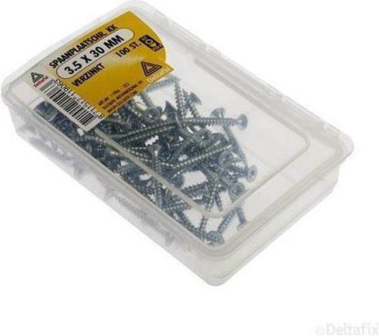 Deltafix Spaanplaatschroeven Platkop Pozidriv Verzinkt 3.5x30mm 100st