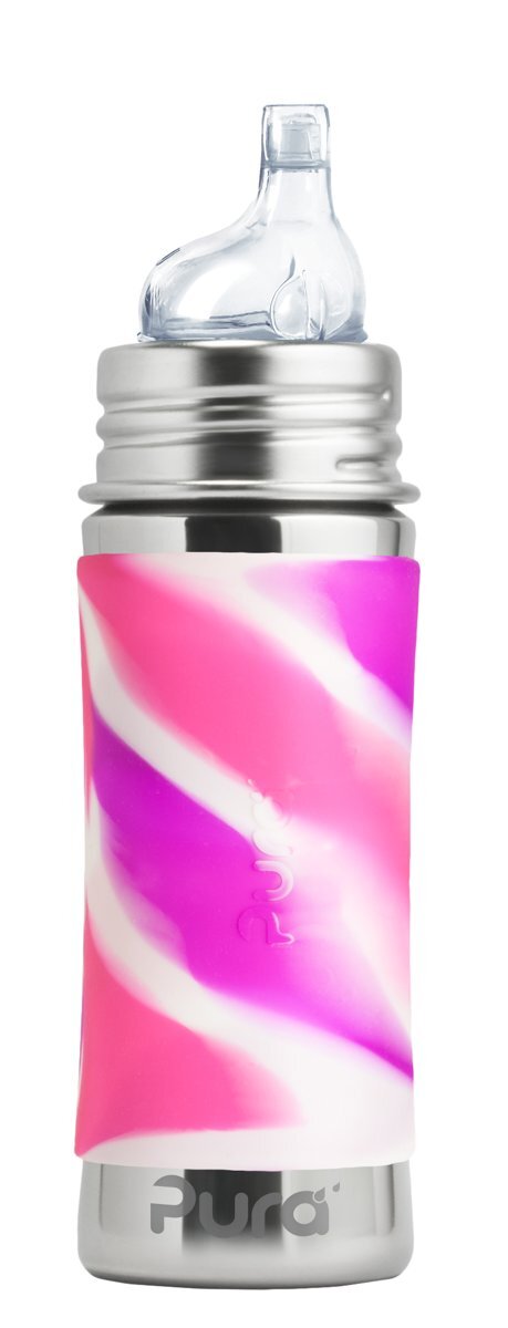 Pura Kiki tuitfles 325 ml + pink swirl sleeve