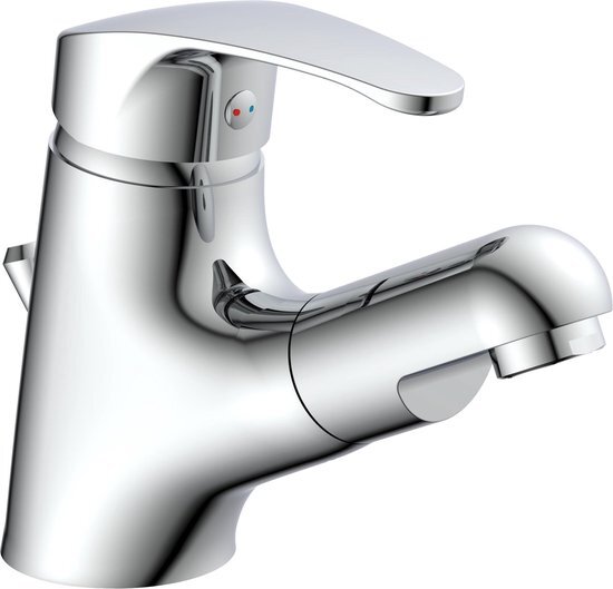 Eisl NI075TCO Wastafelkraan voor de badkamer, waterkraan met haardouche, badkraan met uittrekbare douche voor het wassen van haar, eengreepsmengkraan uittrekbaar met afvoergarnituur, Vico_Chrome