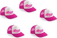 Bellatio Decorations 4x stuks roze fuchsia vrijgezellenfeest snapback cap/ truckers pet Bride Squad script dames