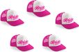Bellatio Decorations 4x stuks roze fuchsia vrijgezellenfeest snapback cap/ truckers pet Bride Squad script dames