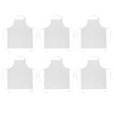 DII 100% katoen, commerciële kokschort, restaurant, bistro, koffiebar, serveerster ober uniform, duurzaam, onderhoudsvriendelijk, verstelbare nek- en taillebanden, set van 6-wit