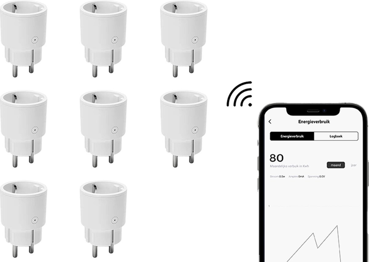 Agunto Smart Plug Slimme Stekker 8 stuks - Energieverbruik - Tijdschakelaar - Met app