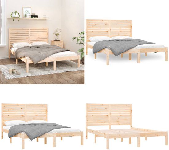 vidaXL Massief Houten Bedframe 120x200 cm Naturel