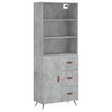 vidaXL Hoge kast, betonkleur, 69,5 x 34 x 180 cm, houtvezelplaat