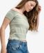 Superdry Femme Haut Bardot Épaules Dénudées Coupe Ajustée Vert Taille : 34