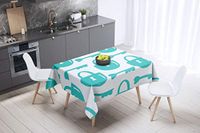 Bonamaison Tafelkleed, Anti-Mold, Sneldrogend, Waterdicht, 100% Polyester Tafellaken, Turkoois, wit, 140 x 140 Cm