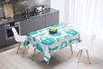 Bonamaison Tafelkleed, Anti-Mold, Sneldrogend, Waterdicht, 100% Polyester Tafellaken, Turkoois, wit, 140 x 140 Cm