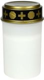 Benson Grafkaars/gedenklicht - LED licht - wit - waterbestendig - op batterijen - D6,5 x 12 cm