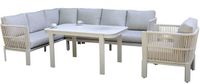 AVH-Collectie Veneto dining hoek loungeset 4-delig aluminium latte zand rope