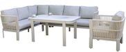 AVH-Collectie Veneto dining hoek loungeset 4-delig aluminium latte zand rope