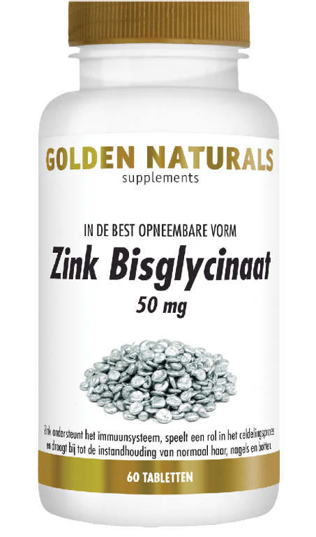 Golden Naturals Zink bisglycinaat 50 mg 60 tabletten
