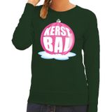 Bellatio Decorations Foute kersttrui kerstbal roze op groene sweater voor dames - kersttruien XXL
