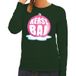 Bellatio Decorations Foute kersttrui kerstbal roze op groene sweater voor dames - kersttruien XXL
