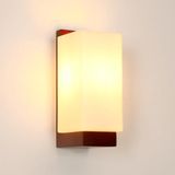 Comely Binnenwandlamp Hout, Vintage E27 Wandlamp Minimalistisch Design, Glazen Kap Wandlamp voor Slaapkamer, Woonkamer, Eetkamer, Gang, Café