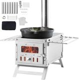 VEVOR Poêle à bois 80 pouces Poêle de camping Poêle à bois en acier inoxydable Poêle à bois portable avec tuyaux de cheminée et gants 700 pouces Grand foyer Poêle de tente pour cuisine et chauffage extérieurs avec 8 tuyaux