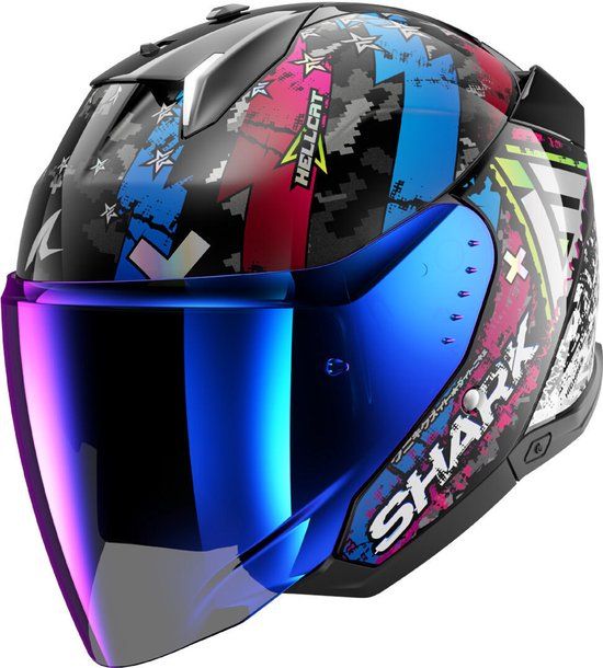 Shark Skwal i3 Jet Hellcat Zwart Chrome Blauw KUB - Helm