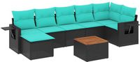 vidaXL 8-delige tuinbankset met kussens, zwart, polyrotan