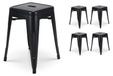 4 tabourets métalliques, noir mat, style industriel, hauteur 46 cm