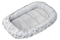 Medi Partners Babynest Knuffelnest 100% Katoen Nest Reis Bed voor baby's 100x60x15cm Uitneembaar inzetstuk (Herten in bladeren met grijze Minky)