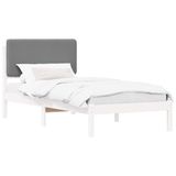 vidaXL Bedframe met gestoffeerd hoofdeinde, lichtgrijs, 90 x 190 cm