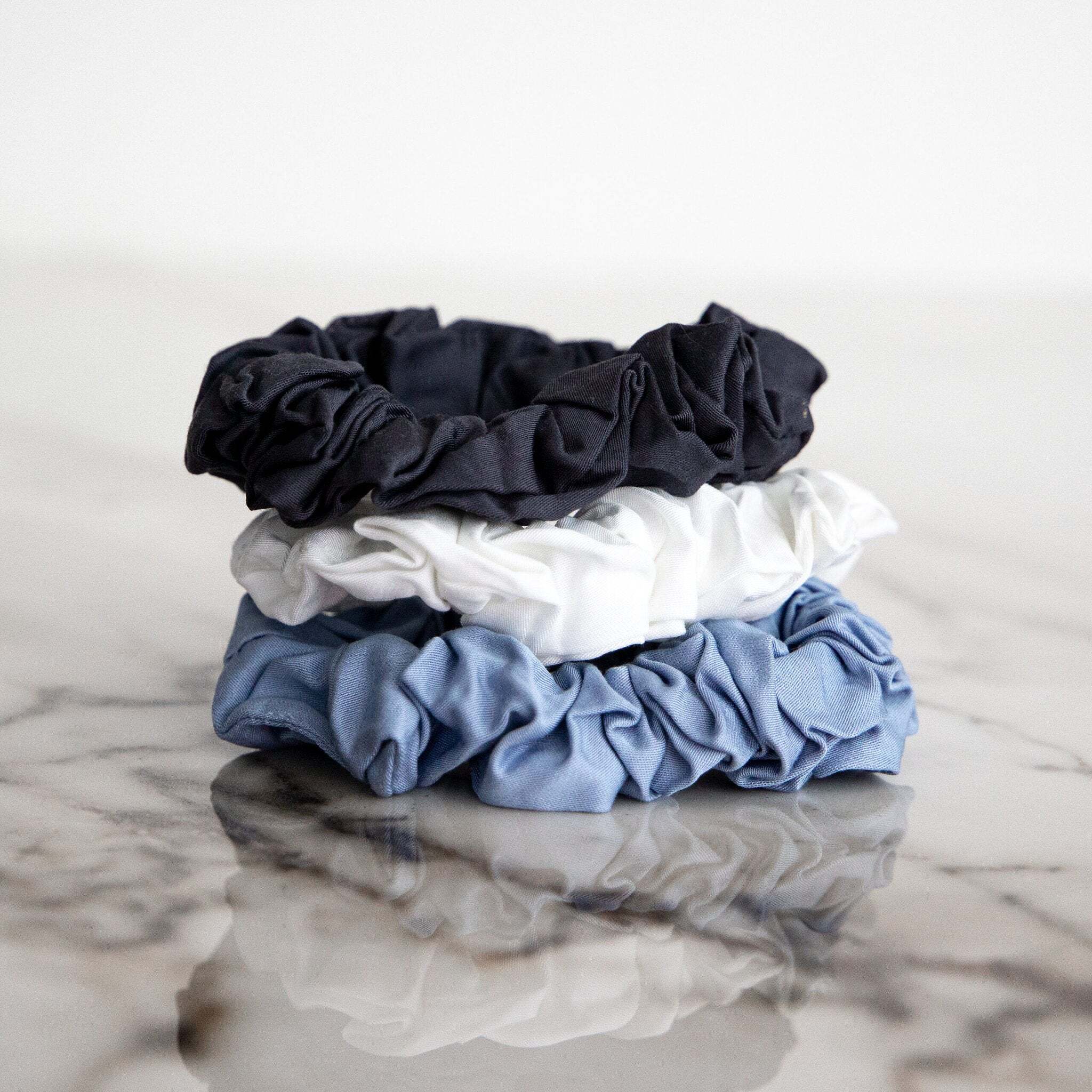 bamboo stories bamboo stories - scrunchies groot - blue, white and grey