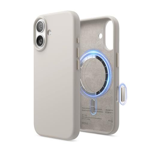 elago Magnetisch Siliconen Hoesje Compatibel met iPhone 17 – MagSafe Compatibel, Premium Vloeibaar Siliconen Materiaal, Beschermhoesje, Schokbestendig & Slank Ontwerp (Stone)