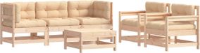 vidaXL 6-delige loungeset voor de tuin met kussens, gemaakt van massief hout