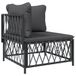 Banc d'angle de jardin avec coussins en tissu tissé anthracite