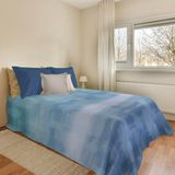PENSIERI DELICATI Sprei 170 x 280 cm, eenpersoonsbed, 100% piqué-katoen, regenboogpatroon, lichtblauw