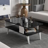 en.casa Salontafel Lycksele 40x90x45 cm marmer zwart en wit