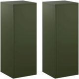 vidaXL Plantenstandaard 2 stuks Olijfgroen 30 x 30 x 80 cm Staal
