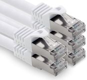 Freiwerk 1,5 m - wit - verpakking van 5 CAT.7 netwerkkabel LAN Ethernet patchkabel S-FTP LSZH PIMF 10GB s RJ45-stekker Cat6a