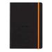 RHODIA 117182C - Soepel Notitieboek Eeuwigdurende Agenda Perpetual Zwart - A5 14,8 x 21 cm - 128 Pagina's - Clairefontaine Ivoor Papier 90 g/m² - Index, Elastieksluiting - Imitatieleer - Collectie Rhodiarama